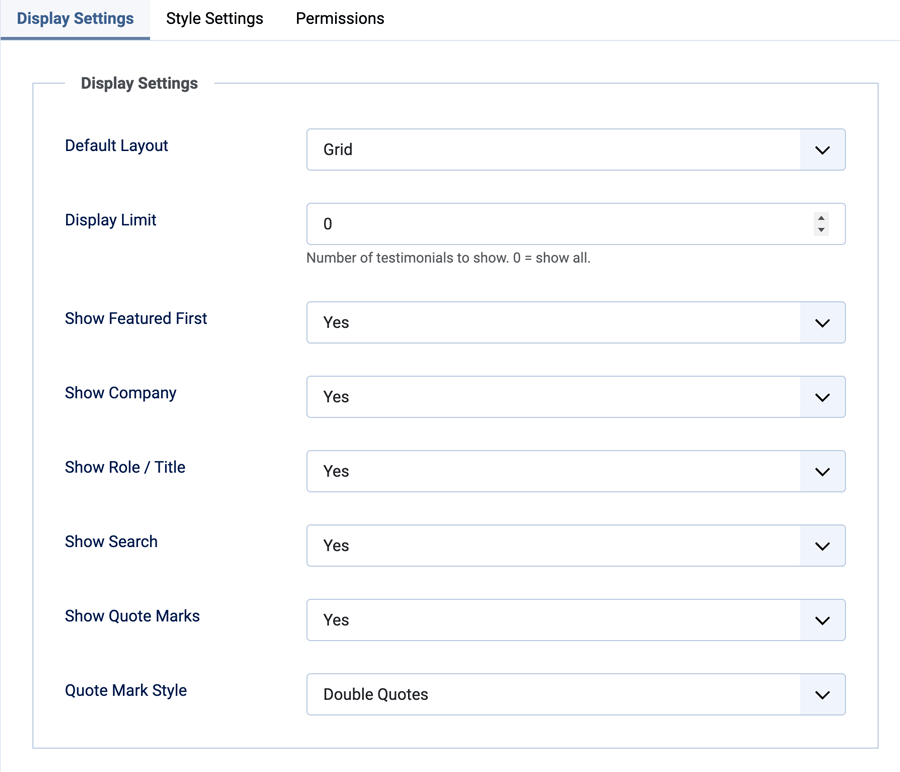 Display Settings (Admin)