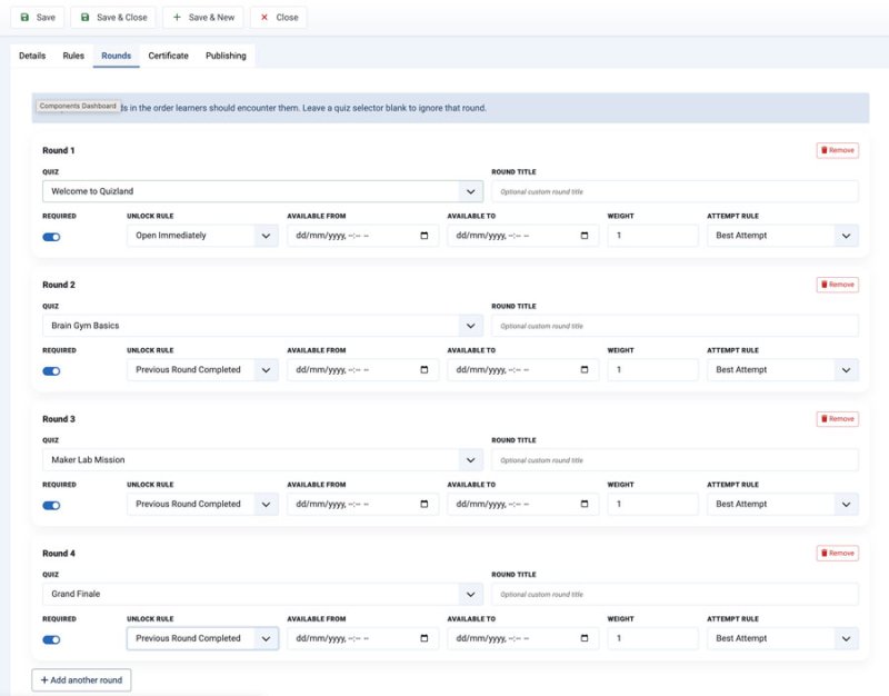 Learning Path Round Builder